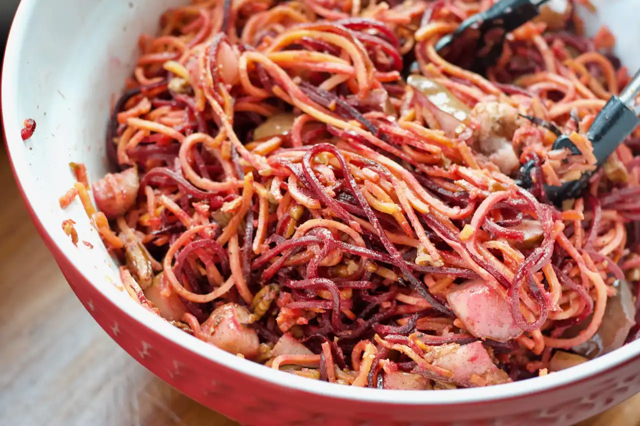 Roasted Veggie Noodles with Pears
